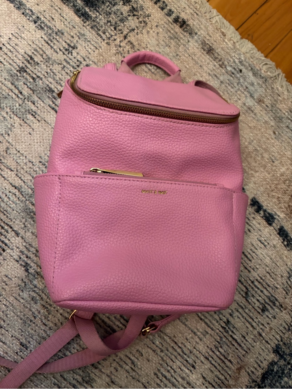 Matt & Nat Pink Pebbled Vegan Leather Mini Backpack
